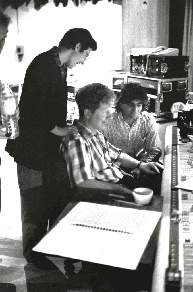 Anne Parsons with Joel Moss at the mixing console. (Photo: Donald Dietz)